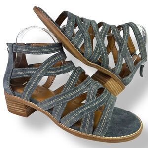 Comfortiva Betha Gladiator Sandals Blue Strappy Cage Cut Out Heels Women’s 9 W